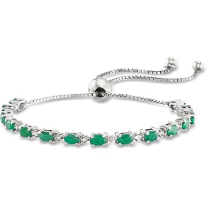 image:imageRossSimons 450 ct tw Gemstone Bolo Bracelet with Diamond Accents in Sterling SilverEmerald