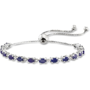 image:imageRossSimons 450 ct tw Gemstone Bolo Bracelet with Diamond Accents in Sterling SilverSapphire