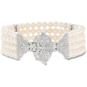 image:imageRossSimons 455mm Cultured Pearl and 15 ct tw Diamond MultiStrand Bracelet in Sterling SilverDiamond