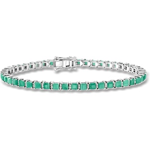 image:imageRossSimons 500 ct tw Emerald and 30 ct tw Diamond Tennis Bracelet in Sterling SilverEmerald