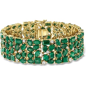 image:imageRossSimons 5180 ct tw Emerald and 290 ct tw White Topaz Bracelet in 18kt Gold Over SterlingEmerald