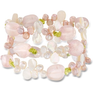 image:imageRossSimons 56mm Cultured Pearl 10000 ct tw Rose Quartz and 1100 ct tw Peridot Bead Jewelry Set 3 Stretch BraceletsPeridot