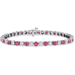 image:imageRossSimons 575 ct tw Ruby and 100 ct tw Diamond Tennis Bracelet in Sterling SilverRuby