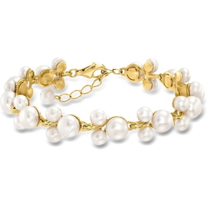 image:imageRossSimons 575mm Cultured Pearl Trio Bracelet in 18kt Gold Over Sterling Silver 7 inches