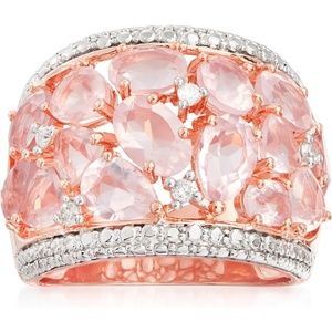image:imageRossSimons 595 ct tw Rose Quartz Dome Ring With Diamonds in 18kt Rose Gold Over SterlingNo Gemstone