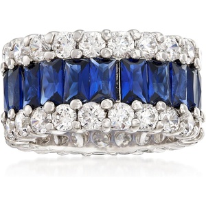 image:imageRossSimons 600 ct tw Simulated Sapphire and 400 ct tw CZ Eternity Band in Sterling SilverSapphire