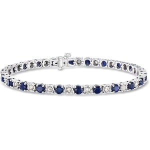 image:imageRossSimons 625 ct tw Sapphire and 100 ct tw Diamond Tennis Bracelet in Sterling SilverSapphire