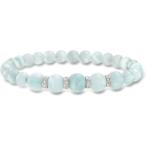 image:imageRossSimons 68mm Gem Bead Stretch Bracelet with 24 ct tw Diamonds in Sterling Silveraquamarine