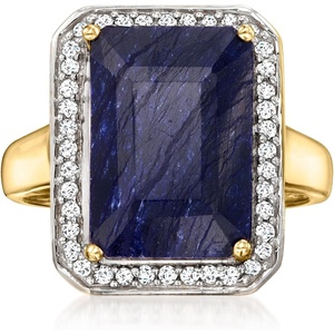 image:imageRossSimons 700 Carat Sapphire and 20 ct tw Diamond Ring in 14kt Yellow GoldSapphire