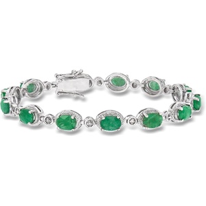 image:imageRossSimons 910 ct tw Emerald Bracelet With Diamonds in Sterling SilverEmerald