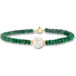 image:imageRossSimons 910mm Cultured Pearl and 2600 ct tw Emerald Bead Bracelet in 14kt Yellow Gold725 Inches