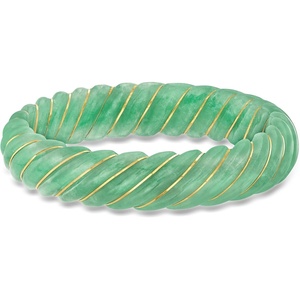 image:imageRossSimons Carved Jade Bangle Bracelet With 14kt Yellow GoldJade
