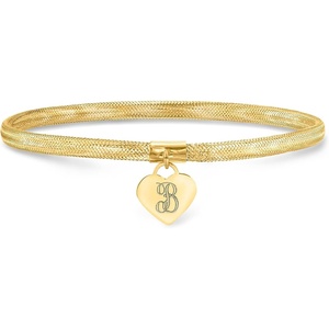 image:imageRossSimons Italian 14kt Yellow Gold Personalized Heart Charm Mesh Bracelet