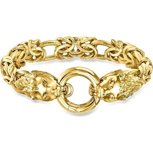 image:imageRossSimons Italian 14kt Yellow GoldPlated Double Lion Head Byzantine Braceletno gemstone