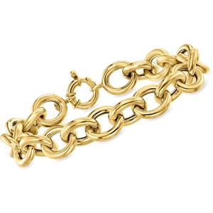 image:imageRossSimons Italian 18kt Yellow Gold RoloChain Braceletno gemstone
