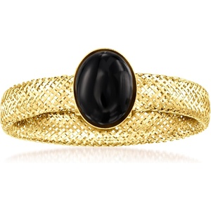 image:imageRossSimons Italian Black Onyx Mesh Ring in 14kt Yellow GoldOnyx