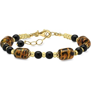 image:imageRossSimons Italian LeopardPrint Murano Glass Bead Bracelet in 18kt Gold Over Sterling 7 inches