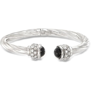 image:imageRossSimons Italian Onyx and 130 ct tw CZ Twisted Cuff Bracelet in Sterling SilverOnyx