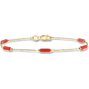 image:imageRossSimons Italian Red Coral Bead Station Bracelet in 18kt Yellow Goldcoral