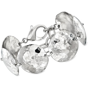 image:imageRossSimons Italian RhodiumPlated Hammered DiscLink Bracelet 7 inches