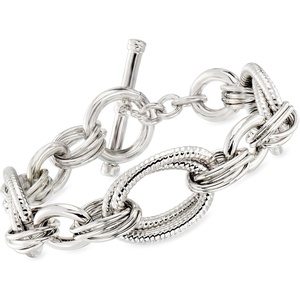 image:imageRossSimons Italian RhodiumPlated OvalLink Toggle Braceletno gemstone