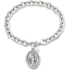 image:imageRossSimons Italian Sterling Silver Miraculous Medal Charm Braceletno gemstone