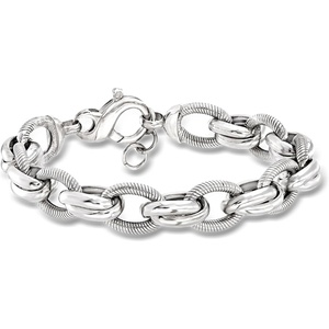 image:imageRossSimons Italian Sterling Silver Textured and Polished MultiLink Braceletno gemstone