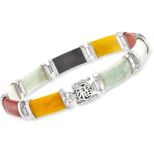 image:imageRossSimons Jade Good Fortune Bracelet in Sterling Silver