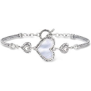 image:imageRossSimons MotherOfPearl BaliStyle Heart Bracelet in Sterling Silvermother of pearl
