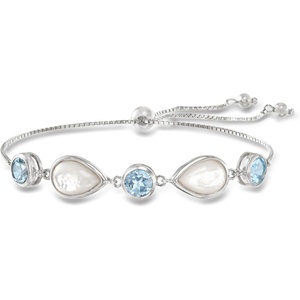 image:imageRossSimons MotherOfPearl and 600 ct tw Sky Blue Topaz Bolo Bracelet in Sterling Silver
