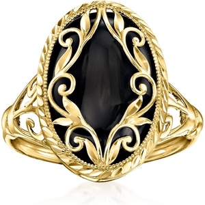 image:imageRossSimons Onyx Scrollwork Ring in 14kt Yellow GoldBlack