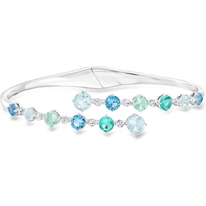 image:imageRossSimons RhodiumPlated Bypass Bangle Bracelet With Simulated Tonal Blue Gemstones and 380 ct tw CzsCubic Zirconia