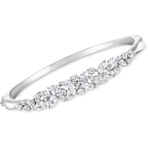 image:imageRossSimons RhodiumPlated Floral Cluster Bangle Bracelet With 630 ct tw CzsCubic Zirconia