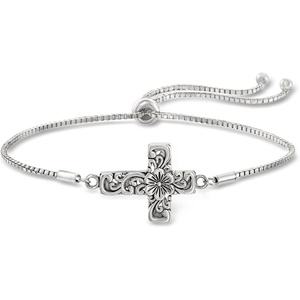 image:imageRossSimons Sterling Silver BaliStyle Floral Cross Bolo Bracelet