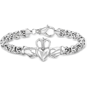 image:imageRossSimons Sterling Silver Byzantine Claddagh Braceletno gemstone
