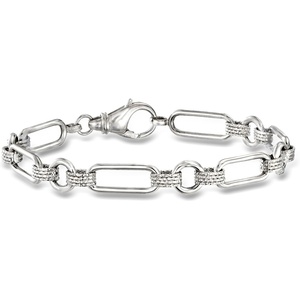 image:imageRossSimons Sterling Silver Oval and Paper Clip Link Braceletno gemstone