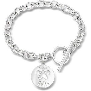 image:imageRossSimons Sterling Silver Personalized Paw Print CutOut Charm Bracelet