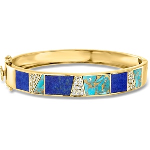 image:imageRossSimons Turquoise Lapis and 100 ct tw White Topaz Bracelet in 18kt Gold Over SterlingLapis Lazuli