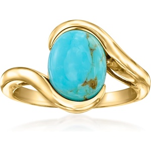 image:imageRossSimons Turquoise Swirl Ring in 18kt Gold Over SterlingCreated Turquoise