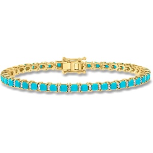 image:imageRossSimons Turquoise and 43 ct tw Diamond Tennis Bracelet in 18kt Gold Over SterlingStabilized Turquoise