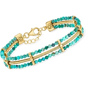 image:imageRossSimons Turquoise and SnakeChain Bracelet in 18kt Gold Over Sterling 7 inches