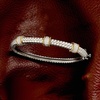 image:imageRossSimons 011 ct tw Diamond Station Bangle Bracelet in Sterling Silver and 14kt Yellow GoldDiamond