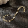 image:imageRossSimons 14kt Yellow Gold Alternating Clover and Paper Clip Link Bracelet