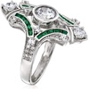image:imageRossSimons 155 ct tw CZ and 20 ct tw Simulated Emerald Ring in Sterling SilverEmerald