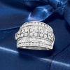 image:imageRossSimons 200 ct tw Baguette and Round Diamond MultiRow Ring in Sterling SilverDiamond