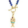 image:imageRossSimons Blue and Purple Enamel Fish Charm With Iolites and Single Amethyst in 18kt Gold Over Sterling