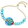 image:imageRossSimons Italian Multicolored Murano Glass Fish and Bead Bolo Bracelet With 18kt Gold Over Sterling