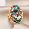 image:imageRossSimons Kingman Turquoise Ring in 18kt Gold Over SterlingCreated Turquoise