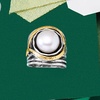 image:imageRossSimons Pearl or Gemstone Openwork Ring in Silver and 14kt Yellow Gold