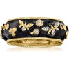 image:imageRossSimons 020 ct tw White Topaz and Black Enamel Bumblebee Ring in 18kt Gold Over SterlingTopaz